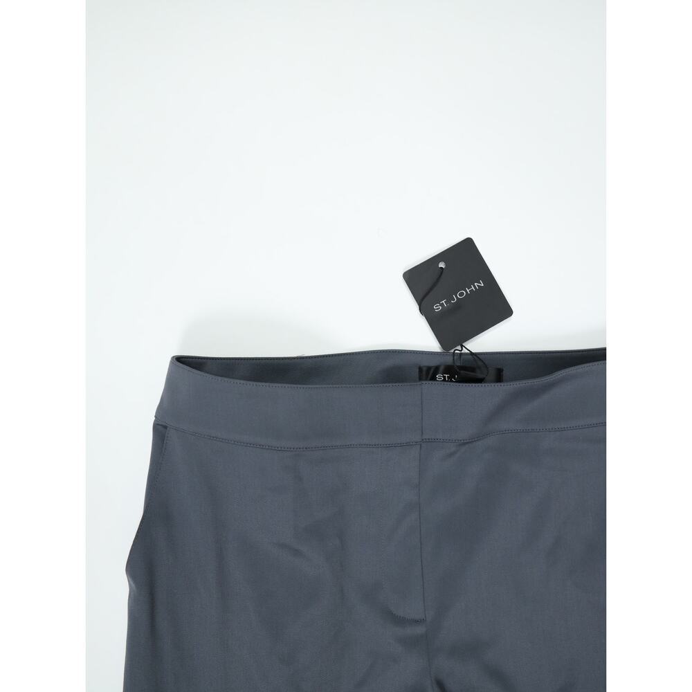 St. John Emma Pewter Gray Wool Blend Straight Leg Pants 8 NWT Raw Hem Luxury - Picture 5 of 14